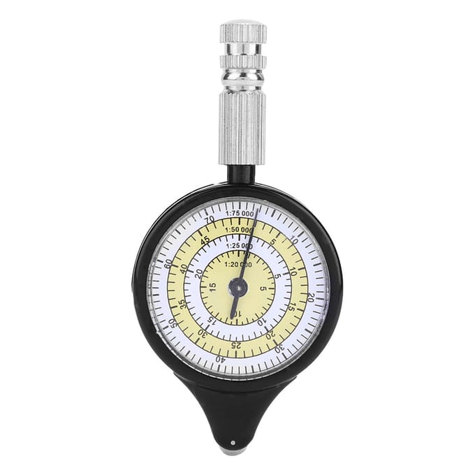 Mini buitenkaartmeter, afstandsmeter, kaarttool, metalen wiel white
