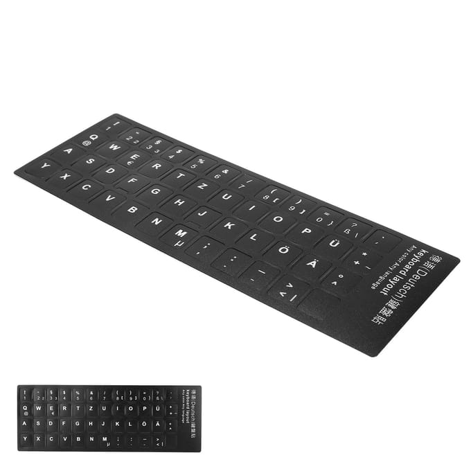 Duitse Toetsenbordsticker Vervangingstoetsenbordsticker voor Desktopcomputer Laptop black