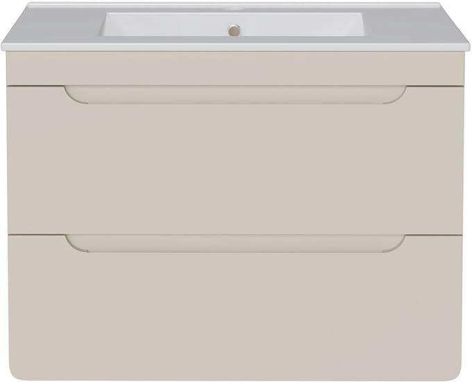 Vente-unique Zwevend badkamermeubel met inbouwwastafel - Beige - 80 cm - ARUBA