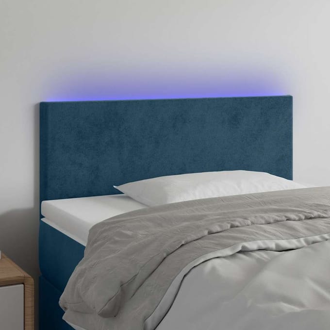 vidaXL - Hoofdbord - LED - 90x5x78/88 - cm - fluweel - donkerblauw