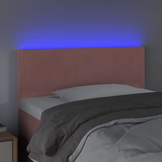 vidaXL - Hoofdbord - LED - 80x5x78/88 - cm - fluweel - roze