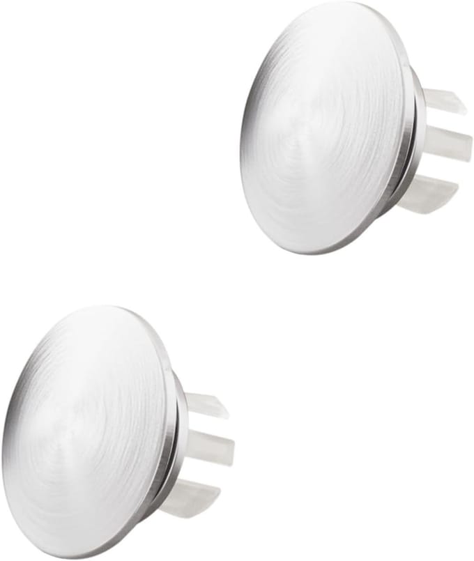 Wastafel Overloop Covers - Afdekplaatjes Set - Badkamer Decoratie - Messing Insert Geborsteld - 2 Stuks - Verchroomd