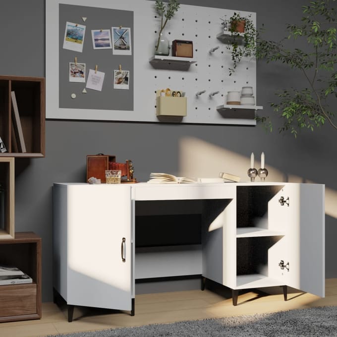 vidaXL - Bureau - 140x50x75 - cm - bewerkt - hout - wit