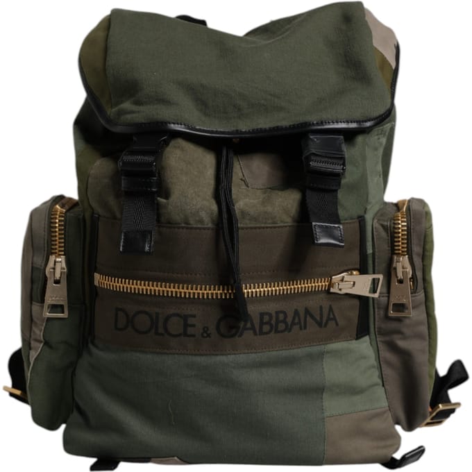 Militair Groene Patchwork Schoolrugzak