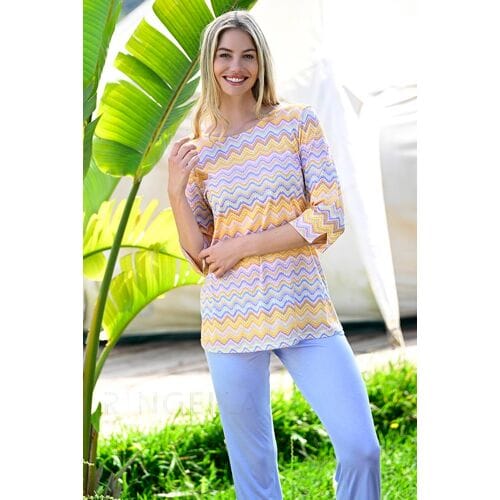Bontgekleurde zigzag pyjama Ringella - Geel - Maat - 54