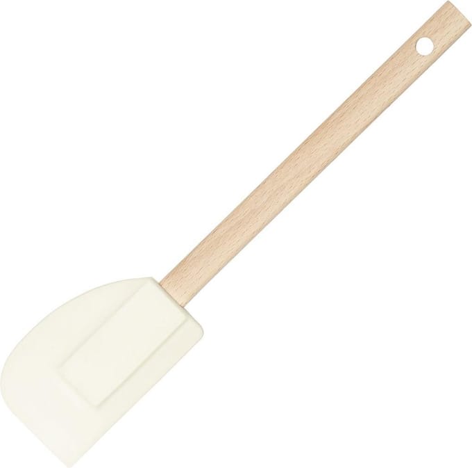 Kitchen Tools Ronde Siliconen Spatel - Beukenhout - 28cm