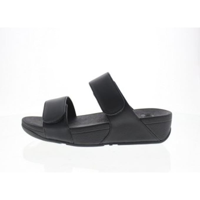 FitFlop Lulu Adjustable Leather Slides Dames Slippers - Zwart