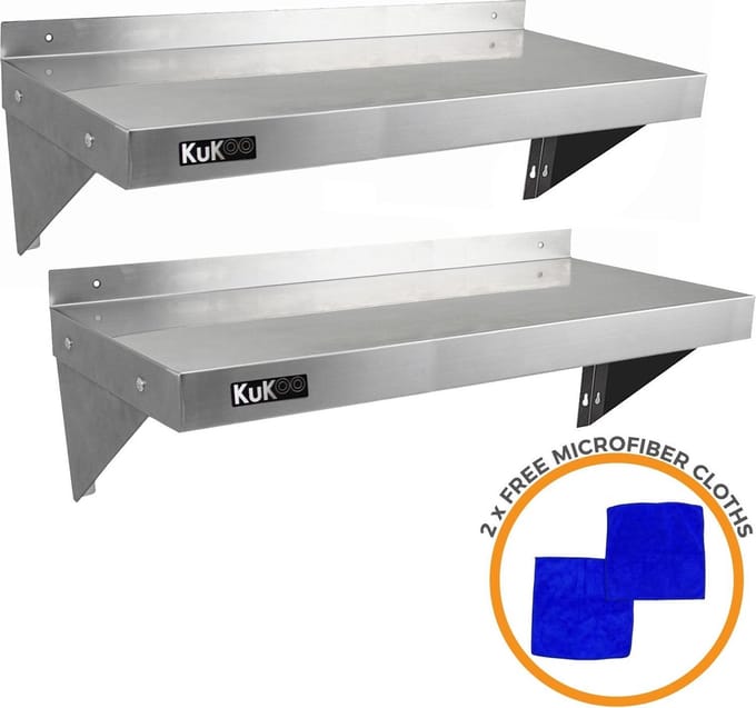 Wandschap - rvs - 100x30cm - met gratis microvezeldoeken