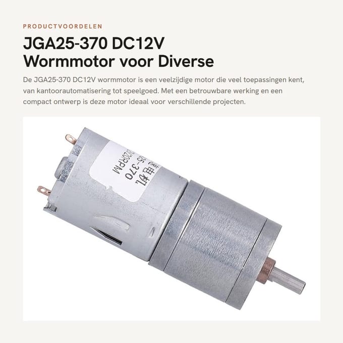 Dailygoods - JGA25-370 DC12V Wormmotor voor Diverse Toepassingen