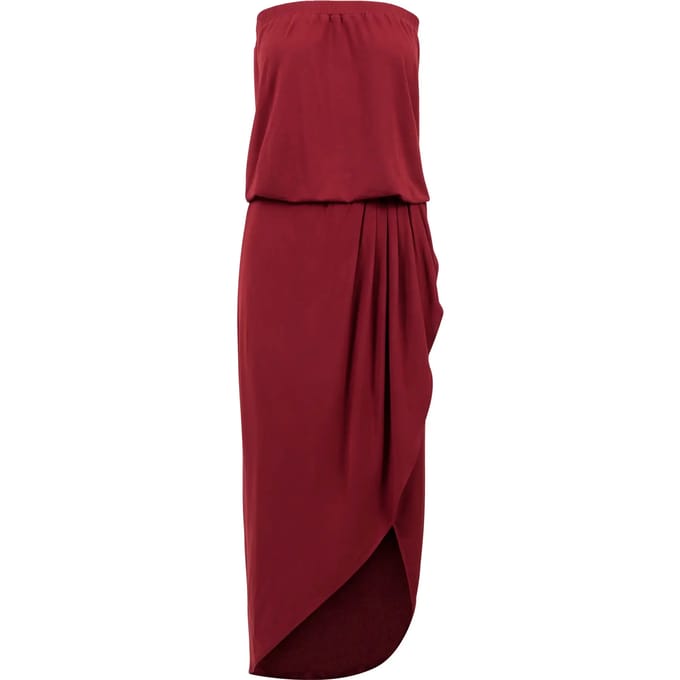 Urban Classics Viscose Bandeau Dames Mini-jurk - bordeaux - XS