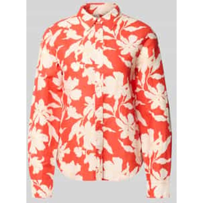 regular fit blouse van mix van katoen en linnen
