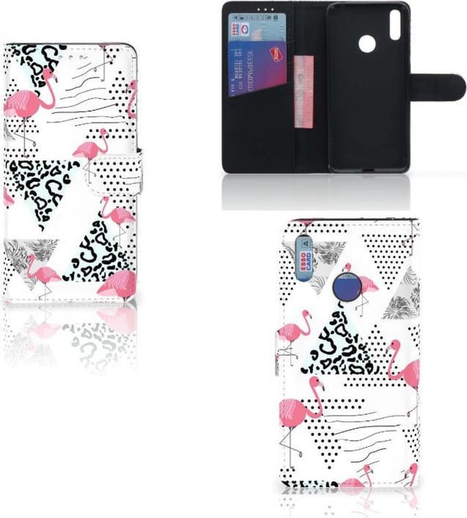 Huawei Y7 (2019) Telefoonhoesje met Pasjes Flamingo Triangle