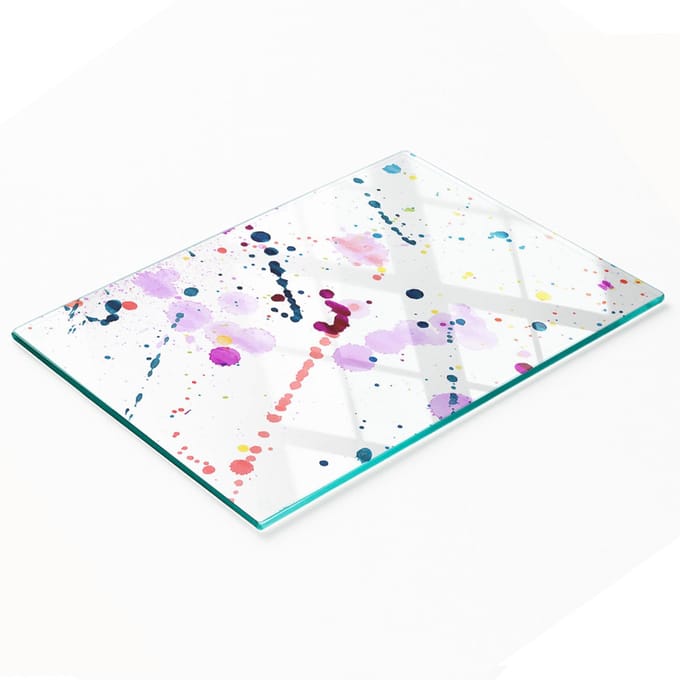 Keukenplank van gehard glas met abstracte stippenprint, 80x52 cm