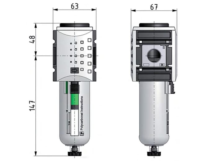 Voorfilter 0.3micron G3/8'' 500l/min Auto Polycarbonaat Futura 2