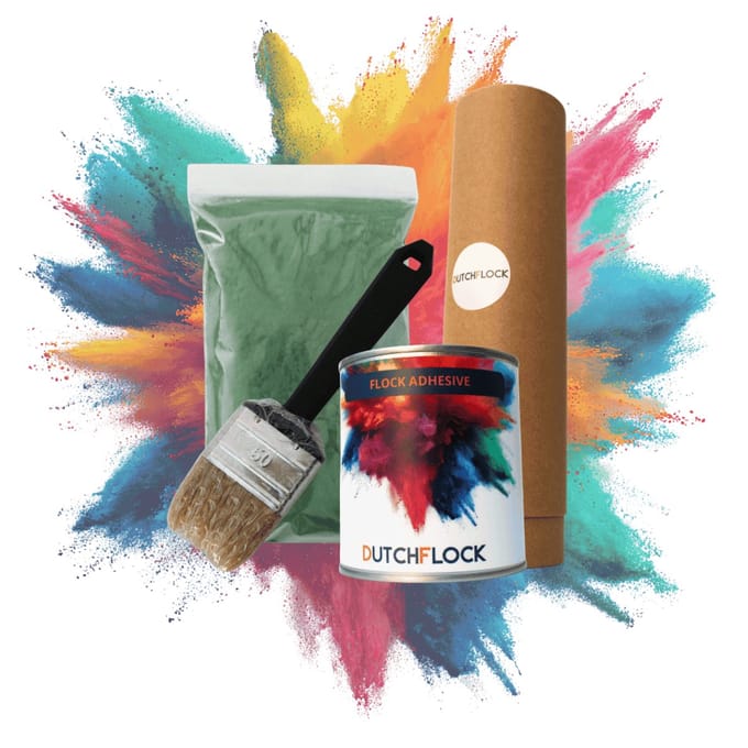 Flocking Kit Donkergroen Medium | 200gr. flocking poeder - 250ml flock lijm - applicator - kwast