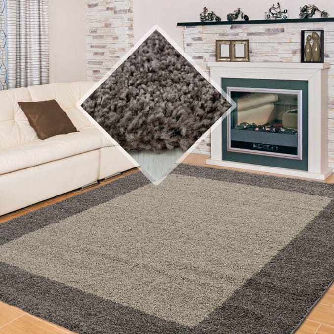 Muratap Basic shaggy kader vloerkleed hoogpolig- 240x340 cm