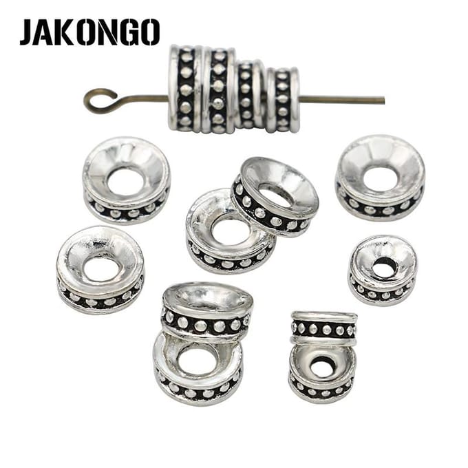 40 Pièces Perles Espacement Rondes Plaqué Argent Antique Pour Fabrication de Bijoux Bracelet Perles Libres Accessoires DIY Faits Main 6mm gray