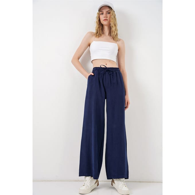 Hoge Taille Wijde Pantalon met Zak