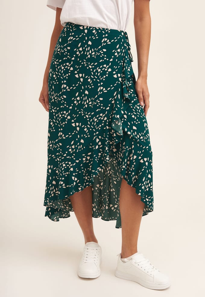 Midi-rok met ruches en dierenprint
