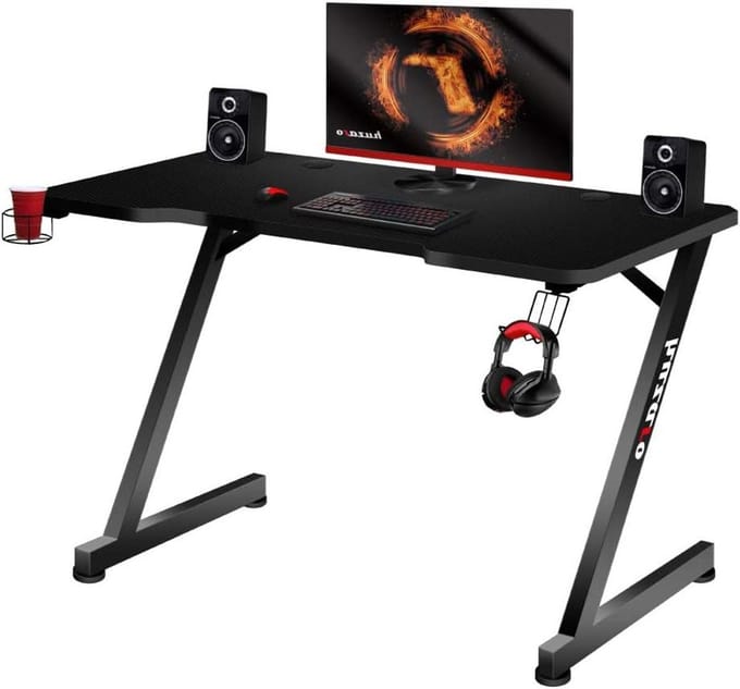 Gaming Bureau - Computer Tafel - Thuiswerken Studeren - Met Opbergers - 120 x 60 cm - Zwart