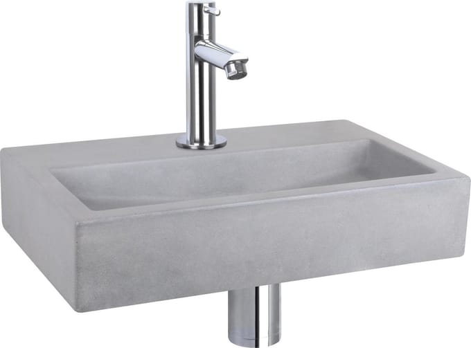 Differnz Flat Fonteinset - Beton lichtgrijs - Kraan recht chroom - 38 x 24 x 8 cm