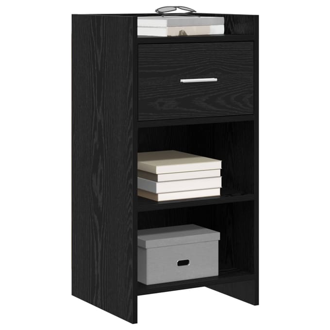 vidaXL - Dressoir - Zwart - eiken - 40 - x - 36 - x - 80 - cm - Bewerkt - hout