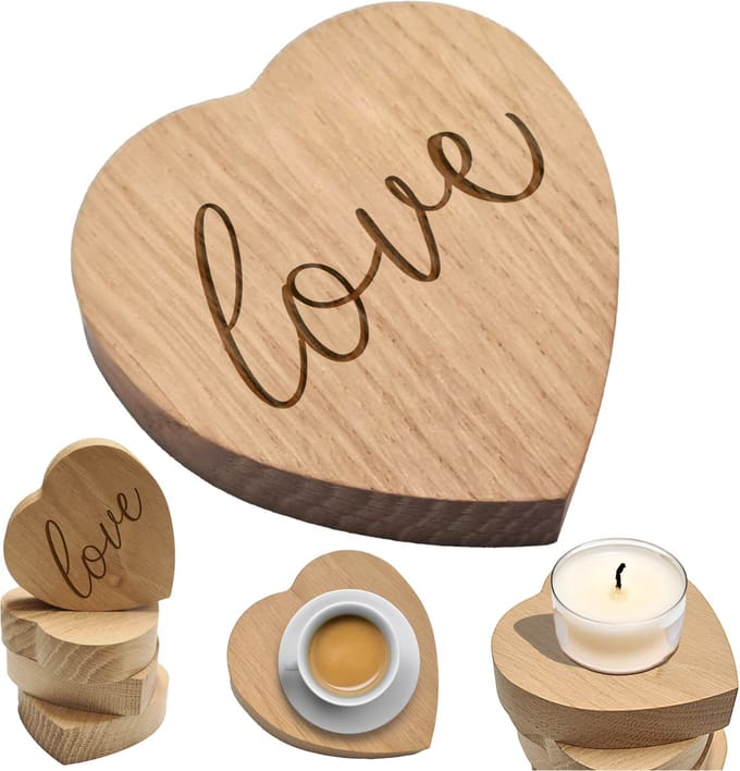 Drewniane dębowe serie - Houten Hartbeeld - LOVE - 8cm - Walentijnscadeau