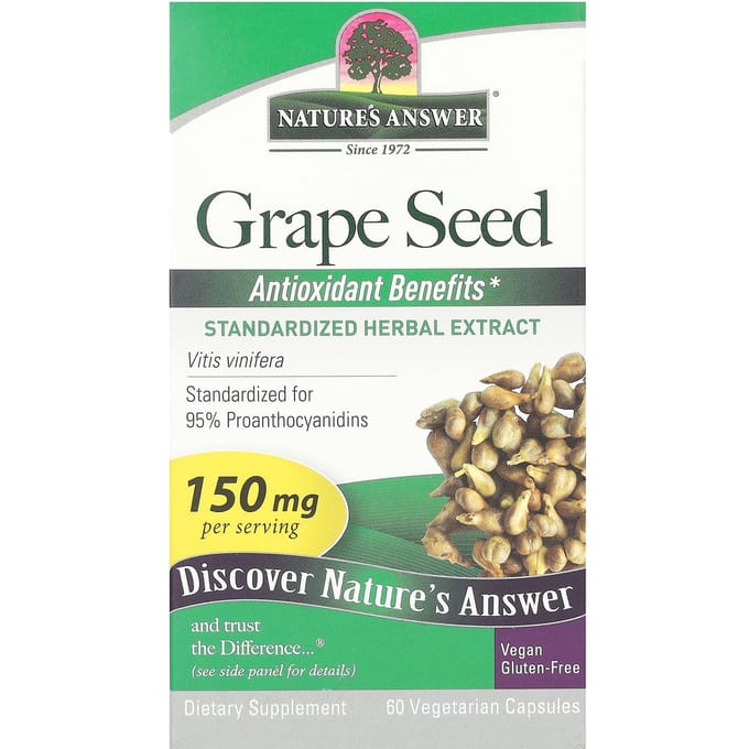 Nature'S Answer, Druivenpit, 150mg, 60 Plantaardige Capsules
