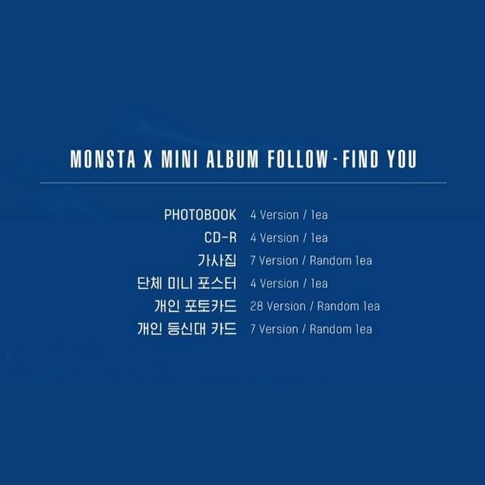 MONSTA X - FOLLOW FIND YOU(WILLEKEURIG) RANDOM 1EA blue