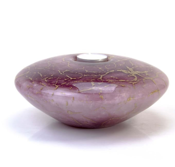 Loranto - Urnen - Mini Urn Theelichthouder Disc - Paars/Goud - Glasurn