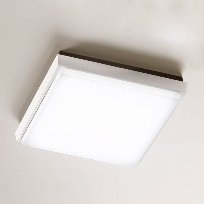 Fabas Luce LED buiten plafondlamp Desdy, 24x24 cm, wit