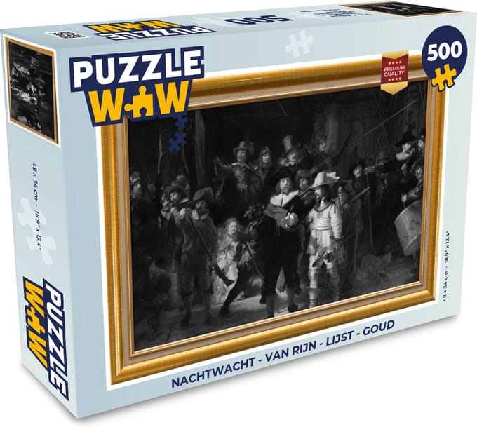 Puzzel Nachtwacht - Van Rijn - Lijst - Goud - Legpuzzel - Puzzel 500 stukjes