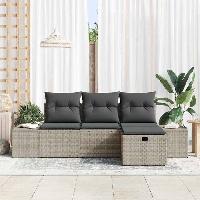 vidaXL - Bankstel - 4 - st - poly - rattan