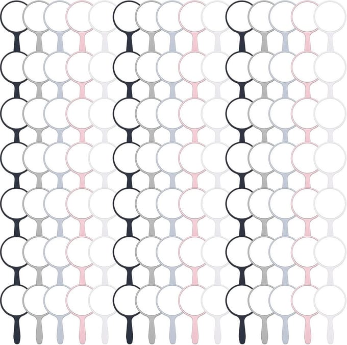 Set van 100 Compacte Handspiegels met Handvat voor Make-up en Reizen