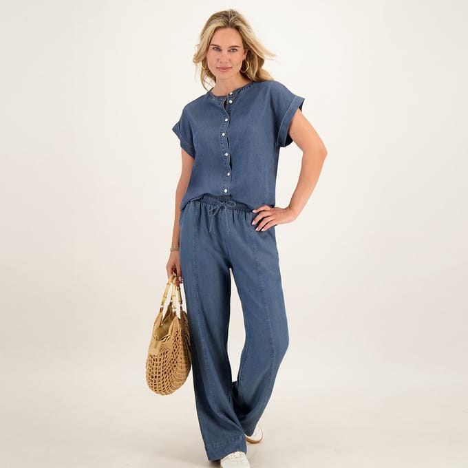 Je m'appelle Dames Broek Straight fit - Blauw - Maat M