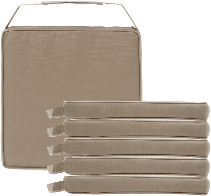 Hespiride Stoelkussen Gerona - 6x - 40 x 40 cm - lichtbruin - vierkant - polyester - tuinkussen - buiten