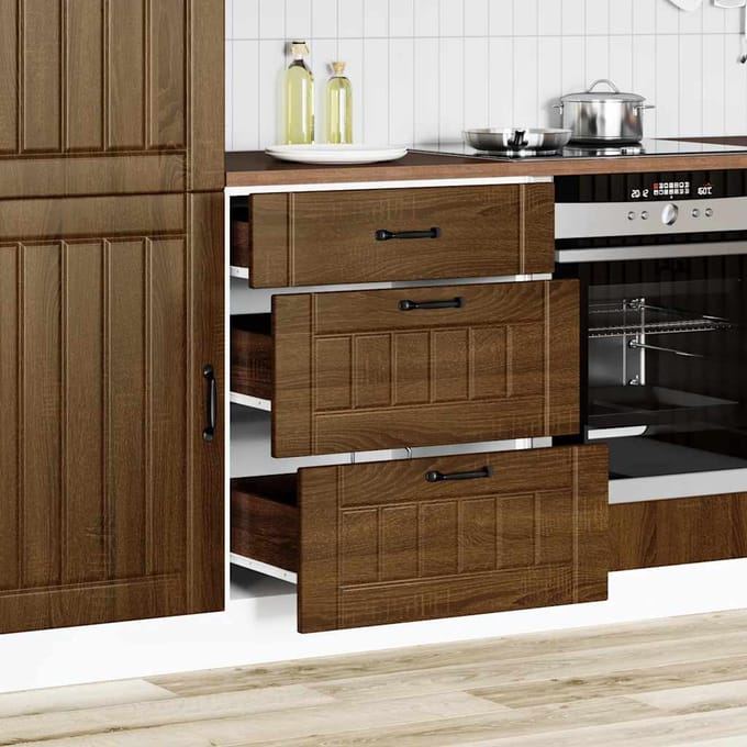 vidaXL - Onderkast - Lucca - bewerkt - hout - bruin - eikenkleur