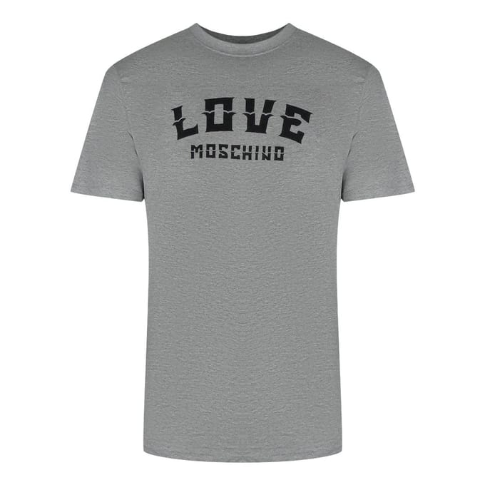 Love Moschino Heren Vet Logo T-Shirt (Grijs)