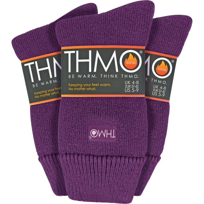 THMO - Set van 3 wintersokken voor dames met comfortbovenkant - Paars