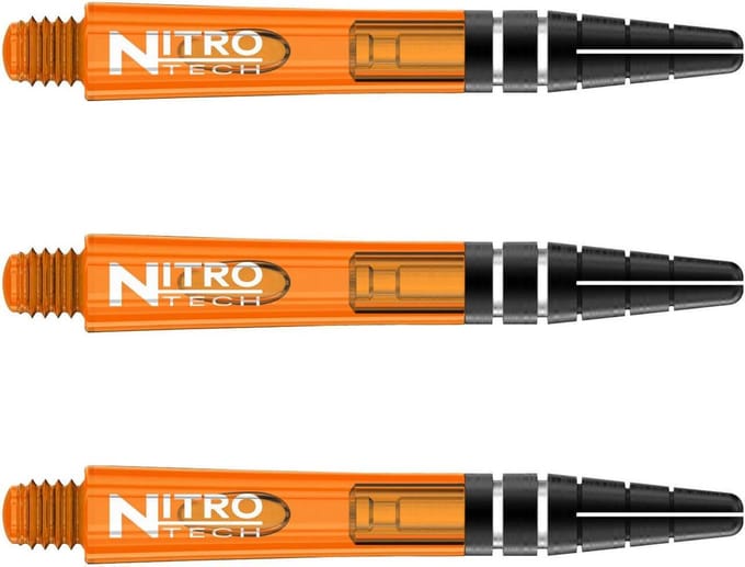 RED DRAGON - Nitrotech Oranje Korte Dartschachten - 3 sets per pakket (9 stengels in totaal)