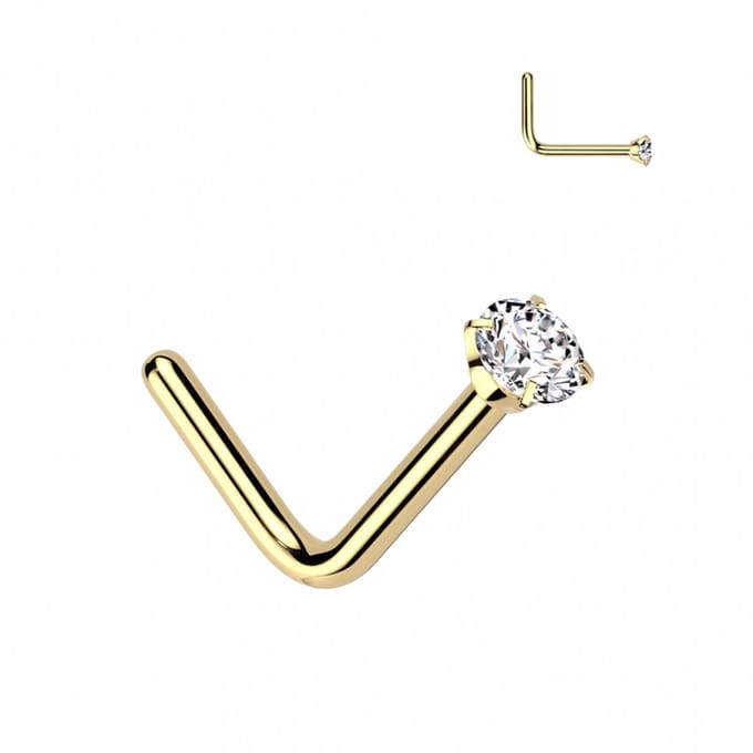 Neuspiercing titanium ronde top steen met crammetje 3mm - goud - LMPiercings