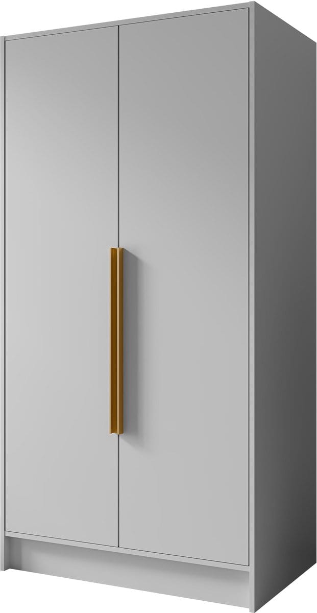 Kledingkast Goya I 100 cm (wit, gouden handgrepen)