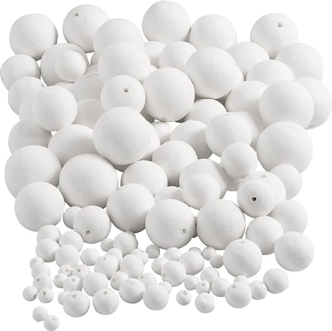 Ballen, d 12+15+20+30+40+50 mm, wit, 240 stuk/ 1 doos