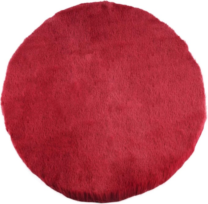 Dekoratief | Decomat rond, rood, nepbont, 40x40cm | A205418