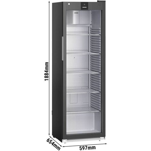 Liebherr Koelkast PERFORMANCE - 400 liter - Kunststof interieur - 1 glazen deur - Zwart