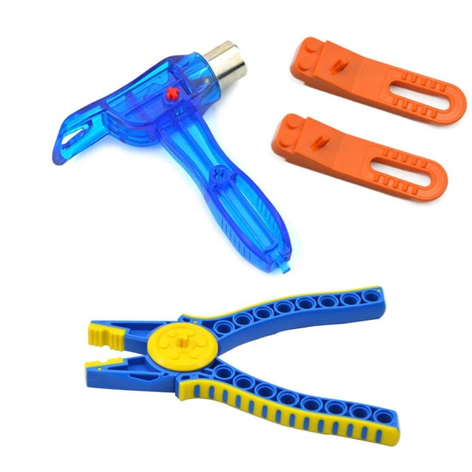 Ensemble d'outils pour blocs de construction intelligents DIY avec marteau high-tech, pince, extracteur de clips pour assemblage de briques blue