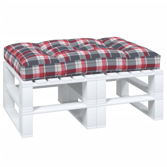 vidaXL - Palletkussen - 120x80x12 - cm - stof - ruitpatroon - rood