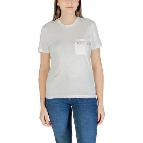 T-shirt Korte Mouw Only T-shirt blanc avec poche décorative