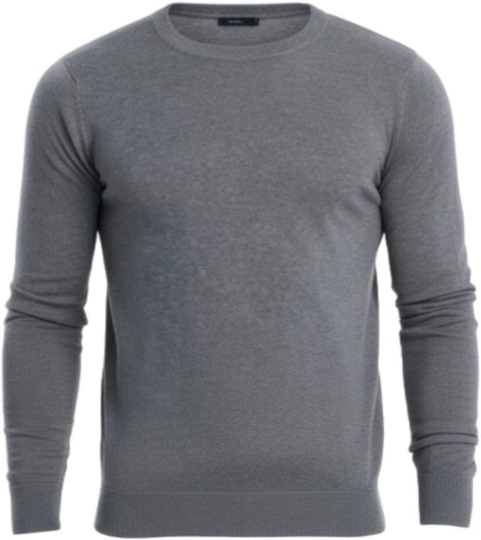 OMBRE Trui - Regular Fit - Viscose - Lange Mouw Grijs Gemêleerd L