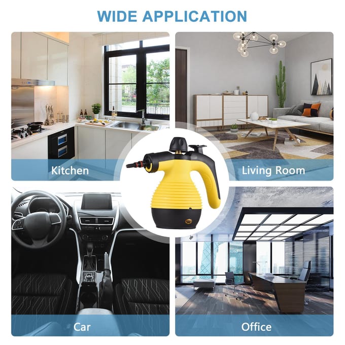 Draagbare handheld stoomreiniger 1050W Multifunctionele hoge temperatuur stoomreiniging onder druk US Plug geel
